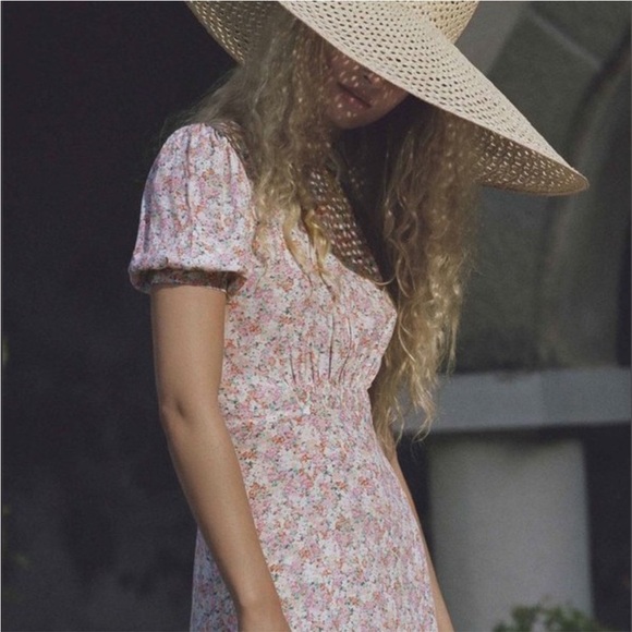 FAITHFULL THE BRAND BELINE DRESS VIONETTE FLORAL FAIRY WHIMSICAL 4 PUFF SLEEVES - Picture 2 of 16